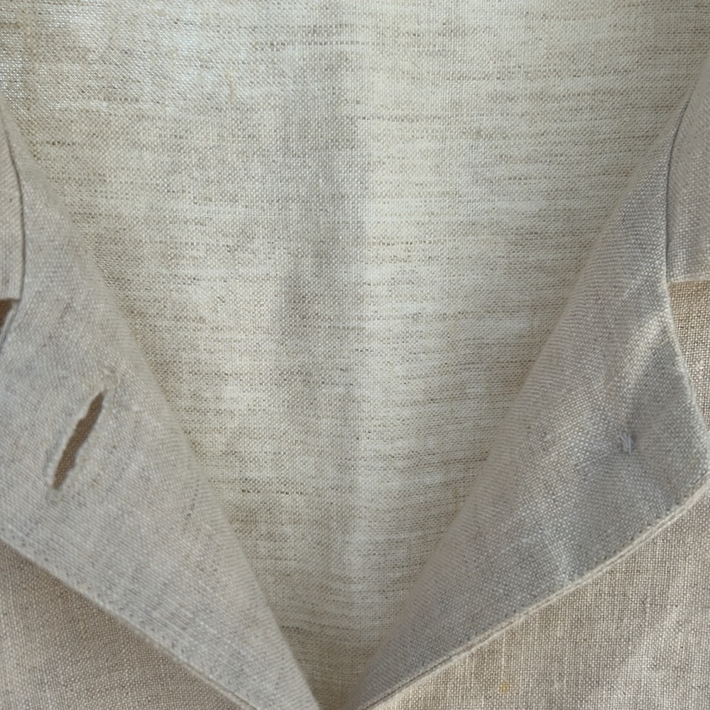 CHICO’S DESIGN Button-Up Jacket with Patch Detail Size 2 💯 % LINEN - Picture 10 of 15